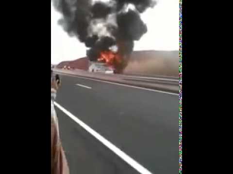 شاهد اشتعال حريق في حافلة بين مراكش وأكادير