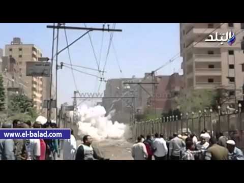 بالفيديو انفجار 4 قنابل على شريط الترام في المطرية