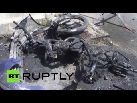 بالفيديو انتحاري يفجر نفسه وسط دمشق