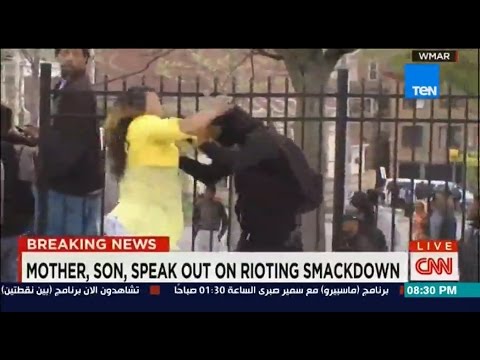 أول فيديو للأم التي ضربت ابنها لمشاركته المظاهرات