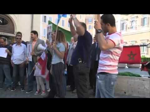 بالفيديو يمنيون يتظاهرون أمام البرلمان الإيطالي دعمًا لعمليات التحالف