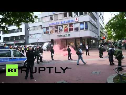 شاهد اشتباكات بين الشرطة ومناهضين لـ بيغيدا