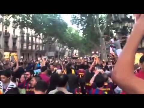 فيديو مظاهرة جماهيرية في شوارع كاتالونيا بسبب ميسي