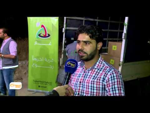 توزيع مواد إغاثية على اللاجئين السوريين في الأردن