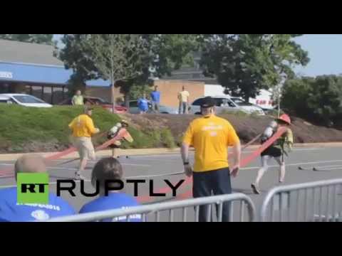 شاهد مسابقة دولية بين رجال مكافحة الحرائق