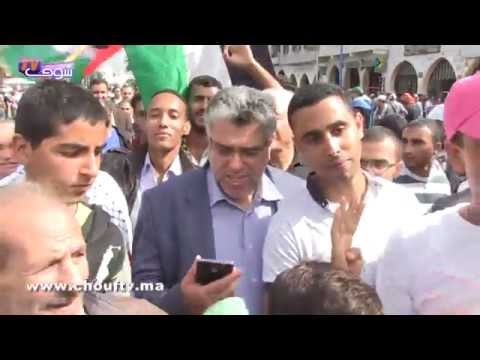 شاهد لحظة إبعاد الرميد من المسيرة التضامنية مع فلسطين