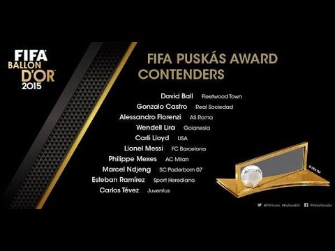 شاهد أجمل 10 أهداف مرشحة لنيل جائزة بوشكاش لعام 2015