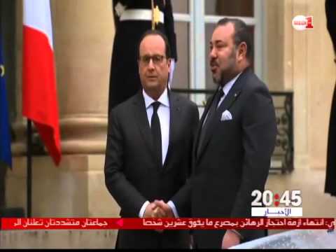 شاهد استقبال الرئيس الفرنسي فرانسوا هولاند للملك محمد السادس