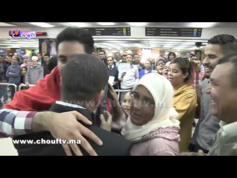 لحظة وصول المغربي محسن صلاح الدين إلى مطار محمد الخامس