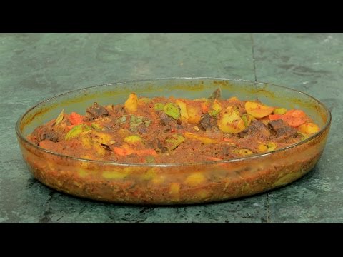 طريقة عمل طاجن لحم بالخضار