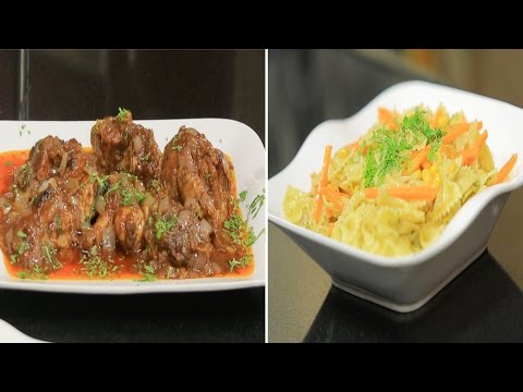 طريقة عمل دجاج بصوص الباربيكيو  مكرونة بالذرة و الجزر