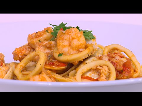 بالفيديو مكرونة سي فود صوص أحمر