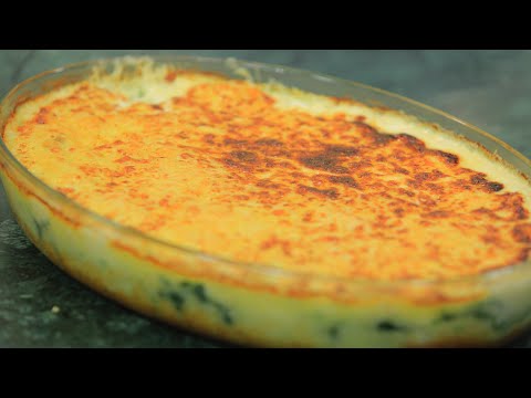 شاهد طريقة عمل صينية بطاطس بالسبانخ والكريمة