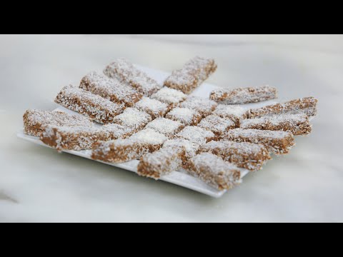 طريقة عمل مكعبات الشكولاتة بجوز الهند