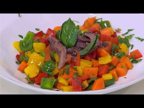 طريقة عمل سلطة الفلفل الألوان بالأنشوجة