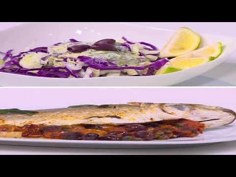 شاهد سمك بوري محشي طماطم و زيتون