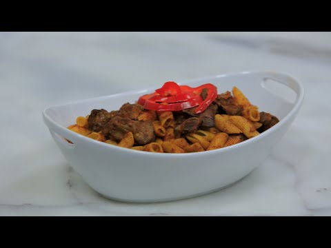 طريقة عمل مكرونة بالكبد و القوانص