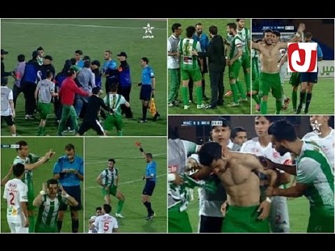 بالفيديو 4 حالات طرد واحتجاجات على الحكم في مباراة الوداد و مولودية وجدة